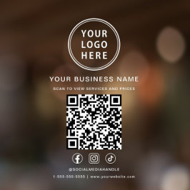 Geschäftslogo QR-Code weiße Beschriftung Fensteraufkleber