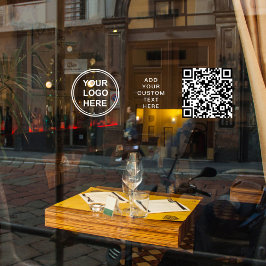Geschäftslogo QR-Code Weiße Beschriftung Horizonta Fensteraufkleber