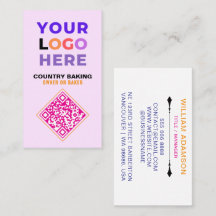 Geschäftslogo & QR-Code | Weiße und rosa Bäckerei