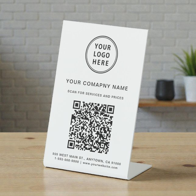 Geschäftslogo Scan Me Erstellen Sie Ihren QR-Code Sockelschild (Business Logo Scan Me Create Your QR Code Pedestal Sign)