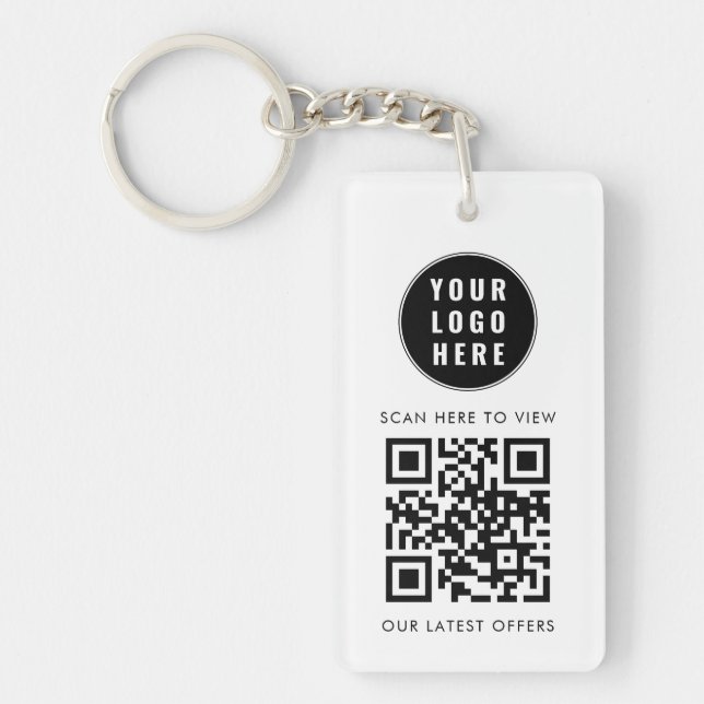Geschäftslogo Scan QR Code Einfach Benutzerdefinie Schlüsselanhänger (Vorderseite)