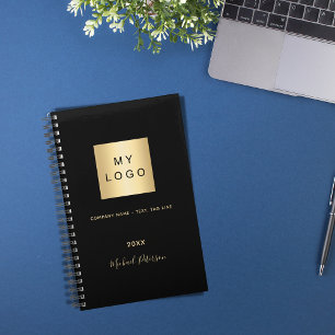 Geschäftslogo Schwarz Gold elegantes Monogramm 202 Planer