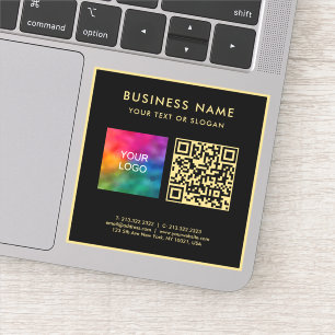 Geschäftslogo Schwarz & Gold Elegantes QR-Code hoc Aufkleber
