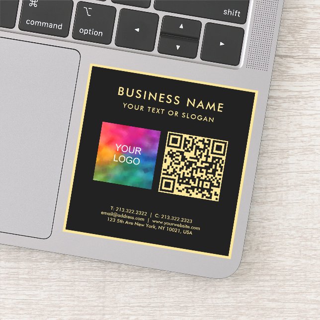 Geschäftslogo Schwarz & Gold Elegantes QR-Code hoc Aufkleber (Detail)
