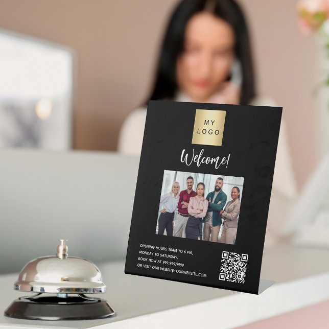 Geschäftslogo Schwarzes Foto - QR-Code Sockelschild (Von Creator hochgeladen)