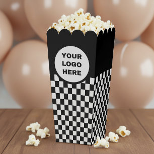 Geschäftslogo Schwarzweiß-Schachbrett-Film Geschenkschachtel