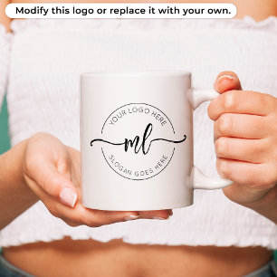 Geschäftslogo-Typografie-Monogramm-Initialen Weiß Kaffeetasse