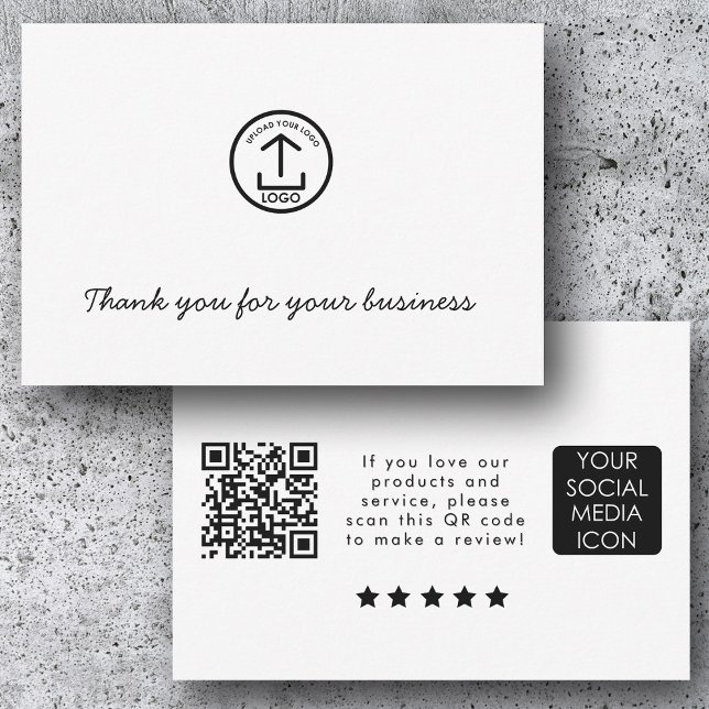 Geschäftslogo-Überprüfungslink-QR-Code Danke Weiß (Business Logo Review Link QR Code Thank You White)