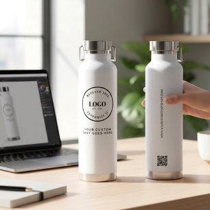 Geschäftslogo und benutzerdefinierter Text QR-Code Trinkflasche