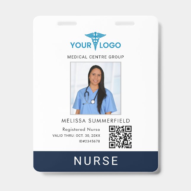 Geschäftslogo und QR-Code-Nurse-Foto-ID Ausweis (Vorderseite)