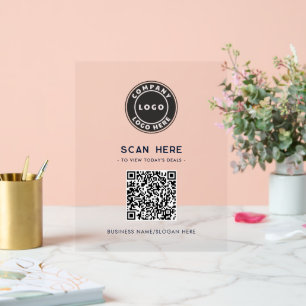 Geschäftslogo und QR-Code-Scan hier Acrylschild