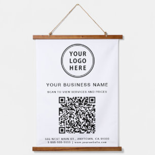 Geschäftslogo und QR-Code Wandteppich Mit Holzrahmen