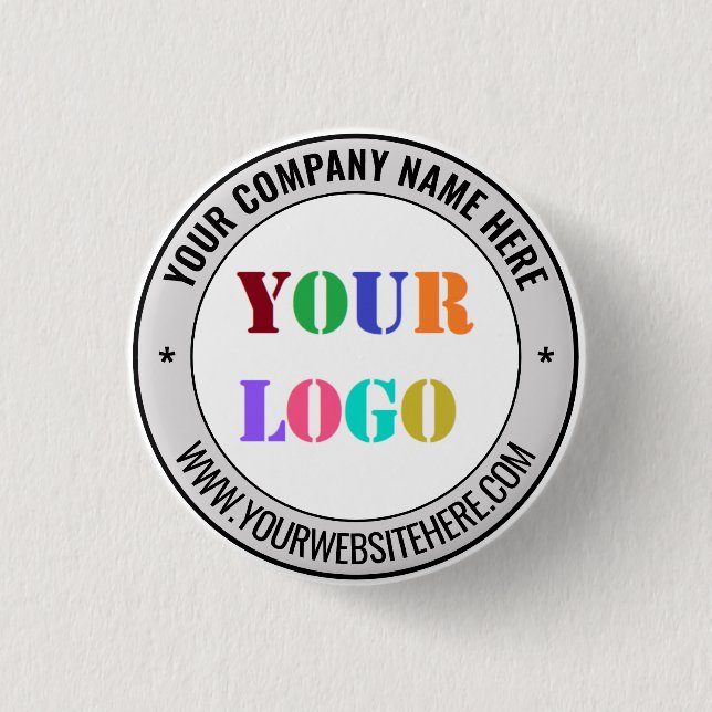 Geschäftslogo und Text Promotional Button Vorlage (Vorderseite)