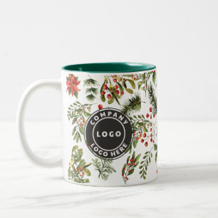Geschäftslogo Weihnachten Kiefer Rot Beeren Botani Zweifarbige Tasse