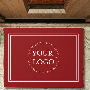 Geschäftslogo Weiße Umrandung Promo Branding Rot Fußmatte