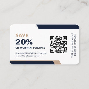 Geschäftslogo Werbe Modern Navy Blau & Gold Rabattkarte