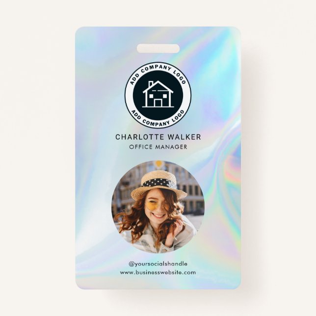 Geschäftslogos QR-Code Personalkennung Holografisc Ausweis (Vorderseite)