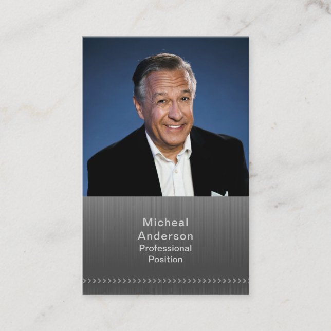 Geschäftsmann Beruflich Modernes Foto Black Silver Visitenkarte (Vorderseite)
