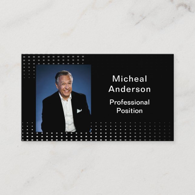 Geschäftsmann Beruflich Modernes Foto Black Visitenkarte (Vorderseite)