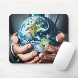 Geschäftsmann Holding Planet Erde Mousepad