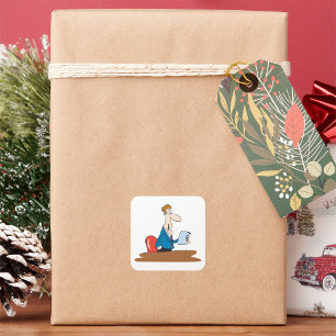 Geschäftsmann liest Stickers