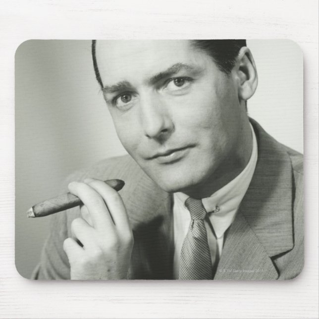 Geschäftsmann-rauchende Zigarre Mousepad (Vorne)