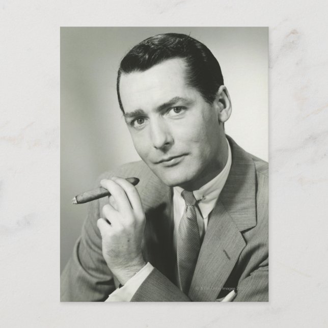 Geschäftsmann Rauchwagen Postkarte (Vorderseite)