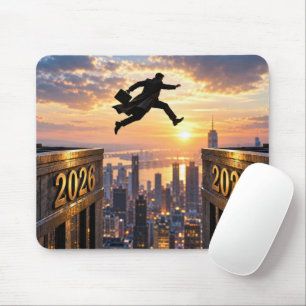 Geschäftsmann springt von 2026 nach 2027 mousepad