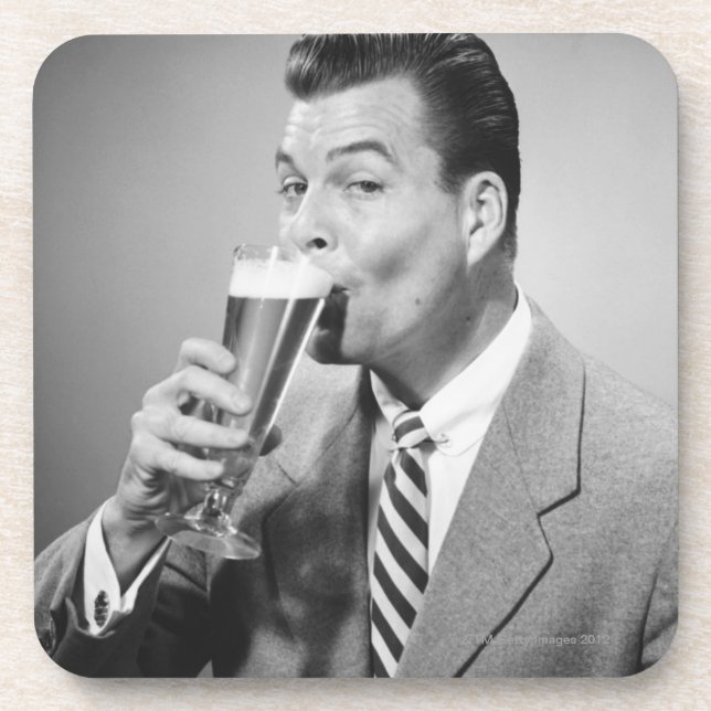 Geschäftsmann-trinkendes Bier Untersetzer (Vorderseite)