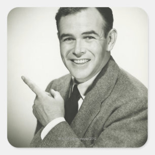 Geschäftsmann-Zeigen Quadratischer Aufkleber