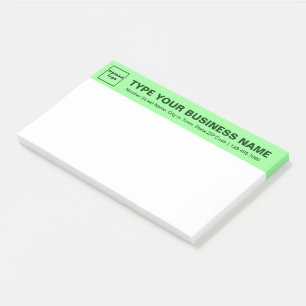 Geschäftsmarke auf großem hellgrünem Titel Post-it Klebezettel