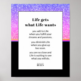 Geschäftsmotivation Rosa Blauer Glitzer und Schwar Poster