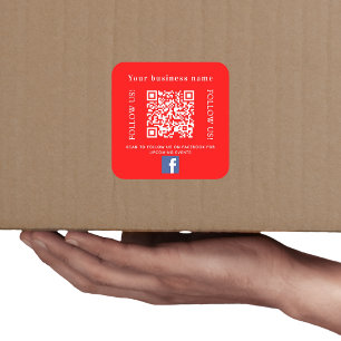 Geschäftsname hellroter QR-Code Facebook Quadratischer Aufkleber