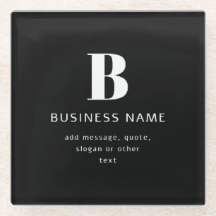 Geschäftsname, Monogramm und zusätzlicher Text ers Glasuntersetzer
