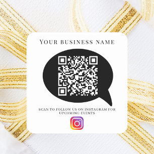 Geschäftsname QR-Code Social Media Instagram Quadratischer Aufkleber