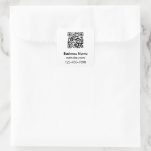 Geschäftsname Schwarz Weiß Telefon Website QR Code Quadratischer Aufkleber