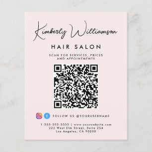 Geschäftsname-Signatur-Schrift-QR-Code Rosa Flyer