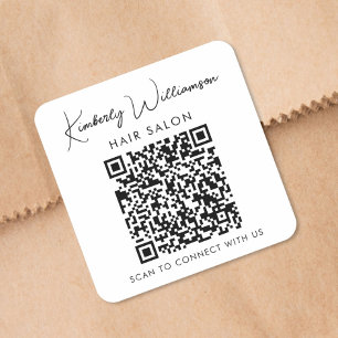Geschäftsname-Signatur-Schrift-QR-Code Werbeartike Quadratischer Aufkleber