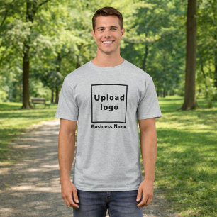 Geschäftsname und Logo Graues Männer-T-Shirt T-Shirt