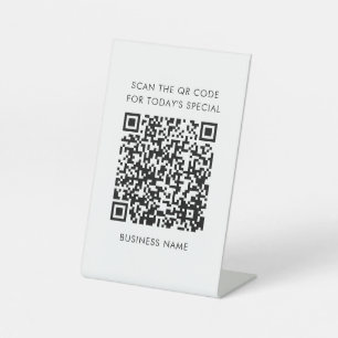 Geschäftsname und QR Code Menü Sockelschild