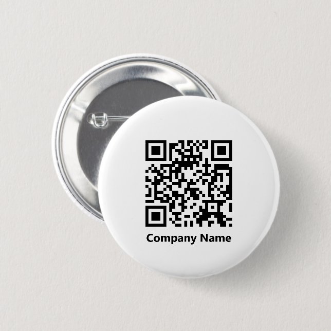 Geschäftsname und QR-Code Schwarzweiß-Vorlage Button (Vorne & Hinten)