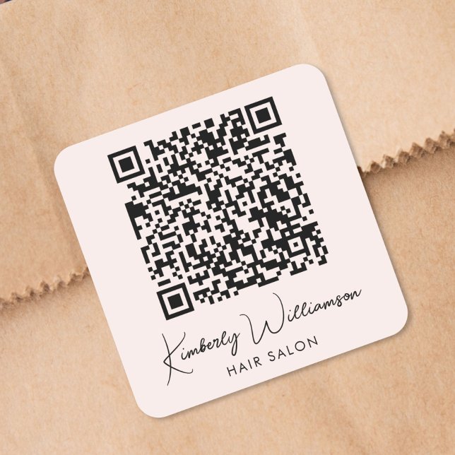 Geschäftsname Unterschrift Schrift QR-Code Werbear Quadratischer Aufkleber (Business Name Signature Script QR Code Promotional Square Sticker)