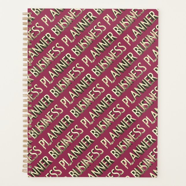 Geschäftsplaner Pink Red Gold Typografie Muster Planer (Vorderseite)