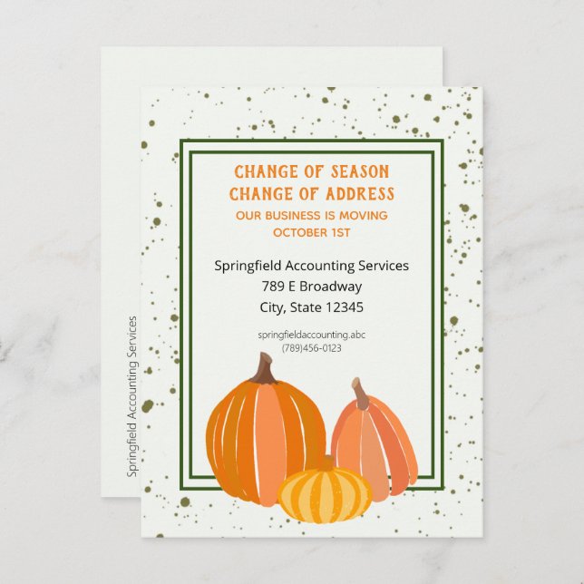 Geschäftsrückgang - Änderung der Adresse Ankündigungspostkarte (Vorne/Hinten)