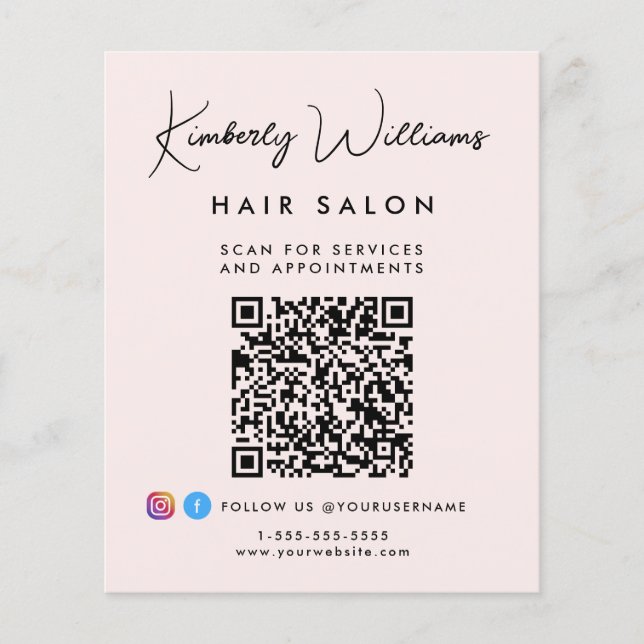 Geschäftssignatur-Schrift-QR-Code Werbe-Pink Flyer (Vorne)