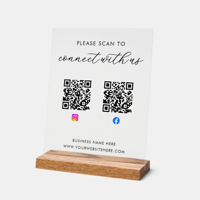 Geschäftsspezifischer QR-Code Acrylschild (Winkel)