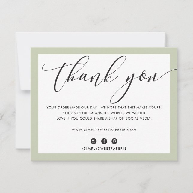 GESCHÄFTSTHANKE IHNEN elegantes "Weise green LOGO" Dankeskarte (Vorderseite)