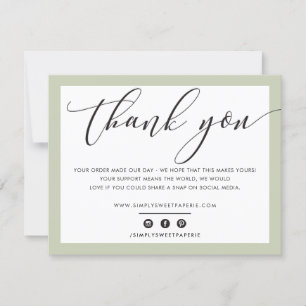 GESCHÄFTSTHANKE IHNEN elegantes "Weise green LOGO" Dankeskarte