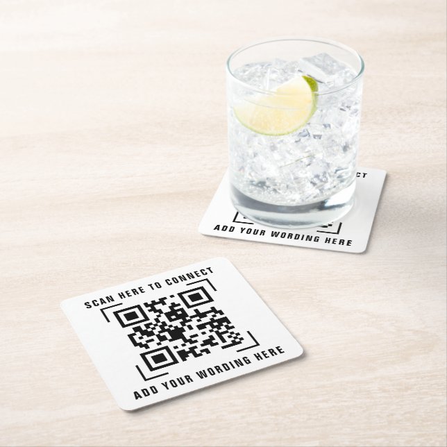 Geschäftsunternehmen | QR-Code-Scan  Rechteckiger Pappuntersetzer (Vor Ort)