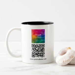Geschäftsunternehmens-Logo-Vorlage QR-Code scannba Zweifarbige Tasse